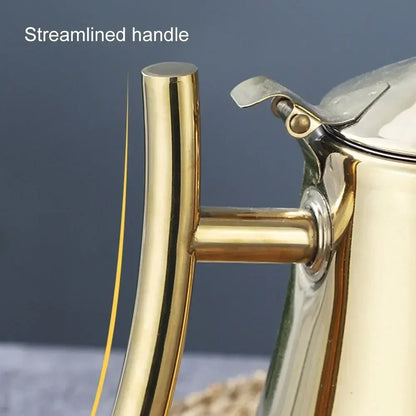 1L/1.5L Gold Teapot with Infuser Stainless Steel Water Kettle Tea pot Polish Fashion Durable Coffee Cold Water Pot Home Tea Tool