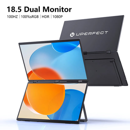 UPERFECT Triple Screen 15.6"/18.5“ Portable Foldable Monitor Dual Screen with Stand Extender 1080P FHD IPS for Laptop Windows
