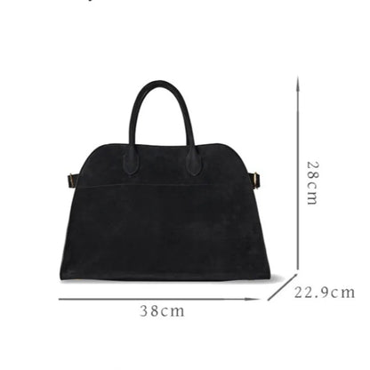 Elegant Suede Tote Bag Luxury Leather Large Capacity Shoulder Bag Minimalist Fashion Commute Handbag Soft Casual Shopping Bag