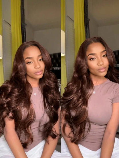 Geeta 30 34 Inch Chocolate Brown Body Wave Lace Front Wig 200 250 Density Colored 100% Human Hair Wigs 13x4 Lace Frontal Wig