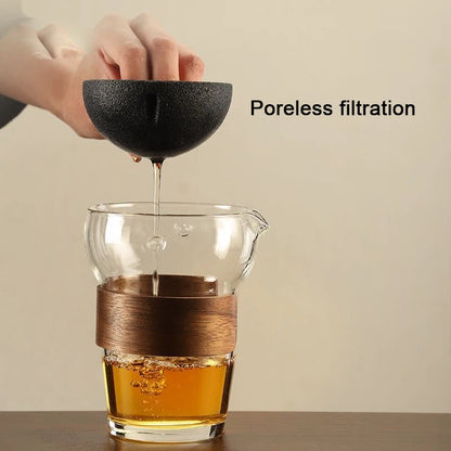 360 Rotation Poreless Filtration Teapot Glass Tea Maker Infuser Semi-Automatic Teaware for Home Office Travel Gong Fu Tea set