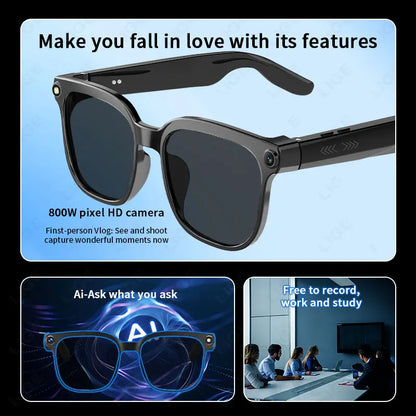 New AI Smart Glasses Camera 800W Bluetooth Sunglasses Women Photo Video Recording Dual Speaker Music Playback Smart Glasses Men