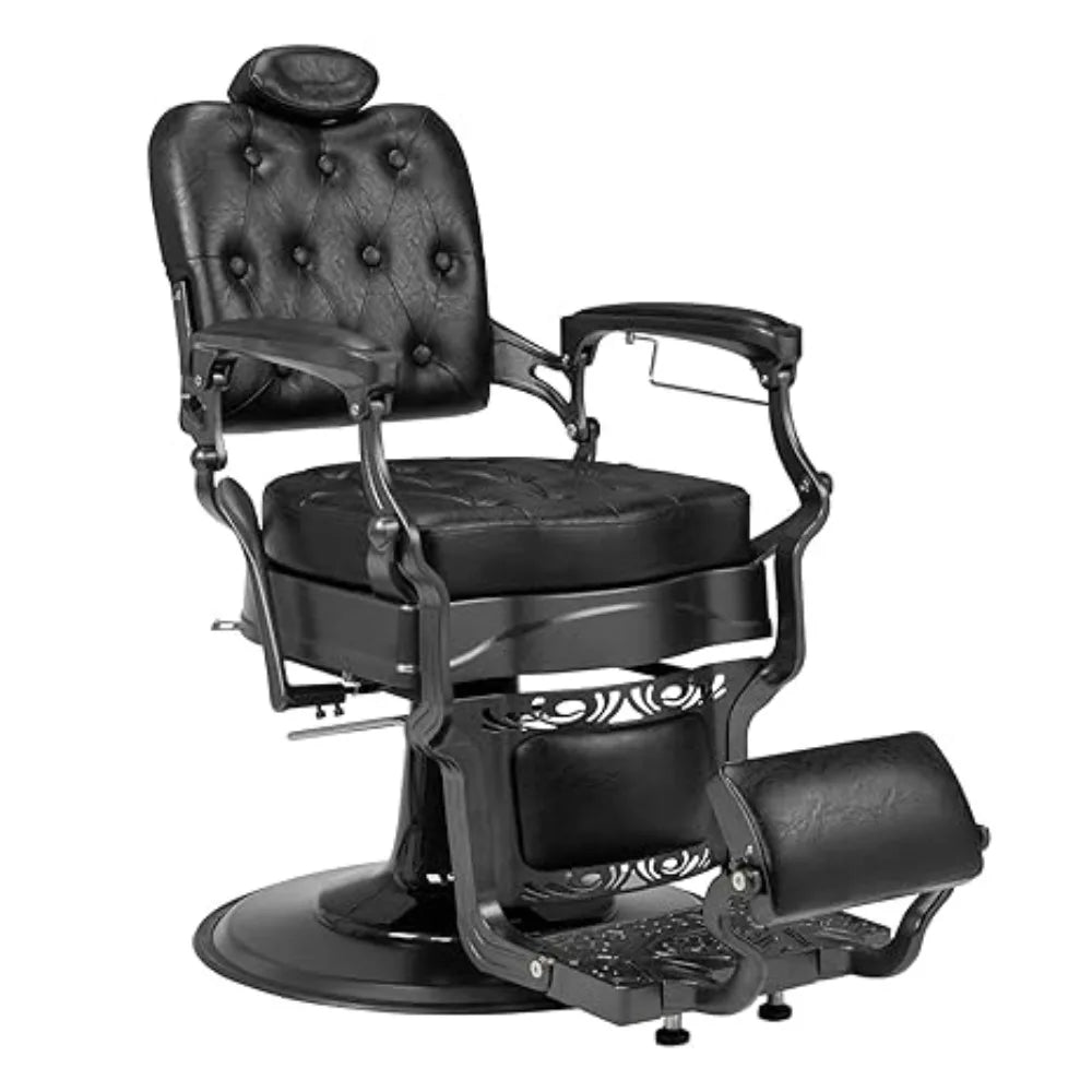 700lbs Heavy Duty Barber Chair | Vintage Recline Style with Smooth Hydraulic | 360° Rotatable, Headrest,Customized
