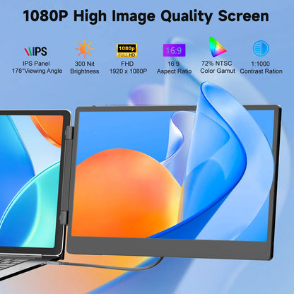 14'' S3 Triple Screen Gaming Portable Monitor FHD IPS Foldable Holder with Dual Extendable Arms Type-C Interface