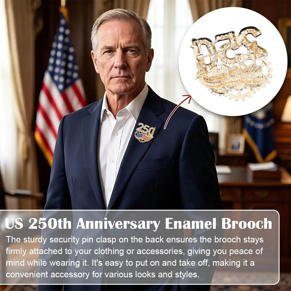 USA 250th Anniversary Brooch Rhinestone 250 Flag Pin Alloy Badge For Independence Day Patriotic Gift Decorative Clothes