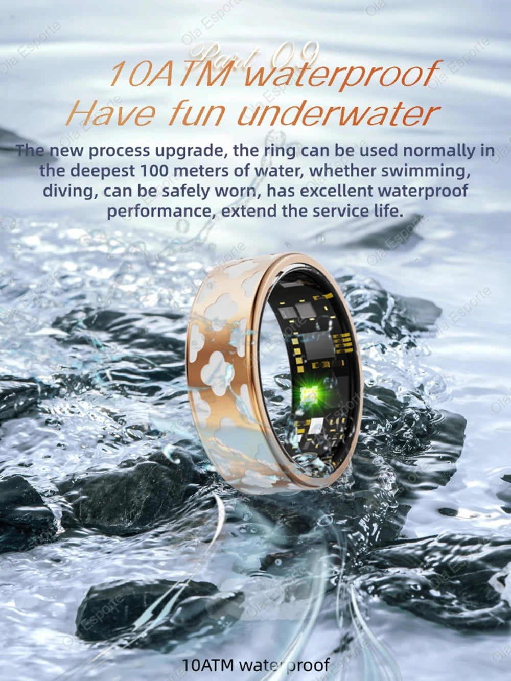 2025 New Women Gold Smart Ring Health HRV Monitor Heart Rate Sleep Monitor 10ATM Deep Waterproof Remote control Smart Ring Gifts