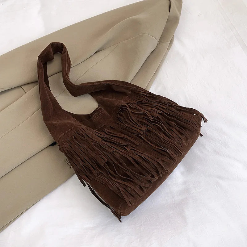 Suede Tassel High Quality Faux Shoulder Bags Fashion Large Capacity Sense of Luxury Popularity Women's Tote Bags Casual New