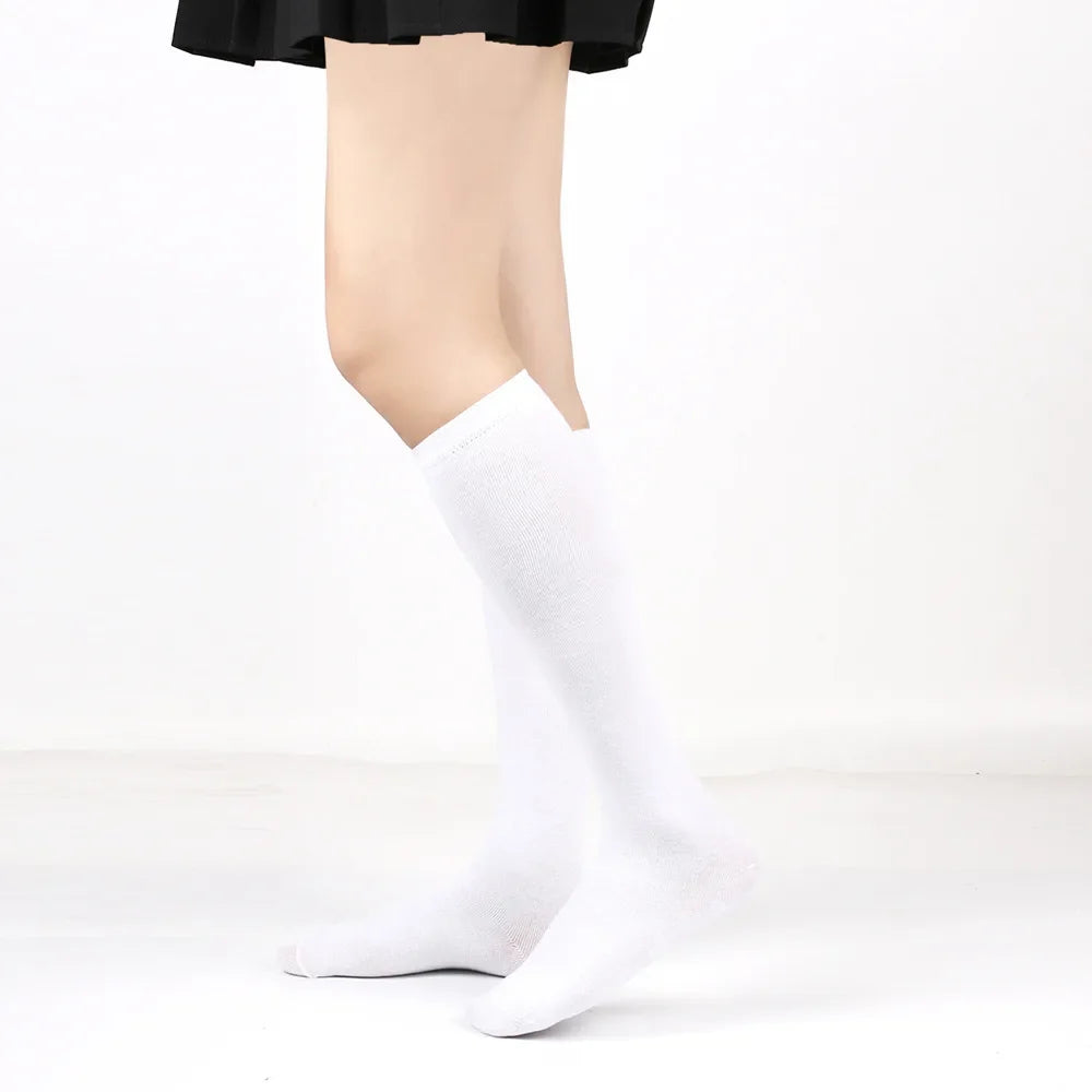 Middle Tube Sock Women Striped Knee High Ladies Japanese Harajuku College Style Cotton Summer Calf Sock Black White Female Gift
