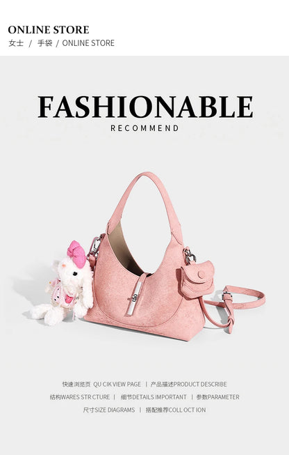 2026 New Pures Color Handbag with Long Shoulder Strap Messenger Bag Women's Designer Handbag Underarm Small Tote Bag