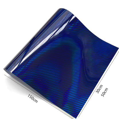 Laser Blue Carbon Fiber Car Stickers Glossy Holographic Color Change Film Self-Adhesive Vinyl Car Wrap Cover Air Release Foil
