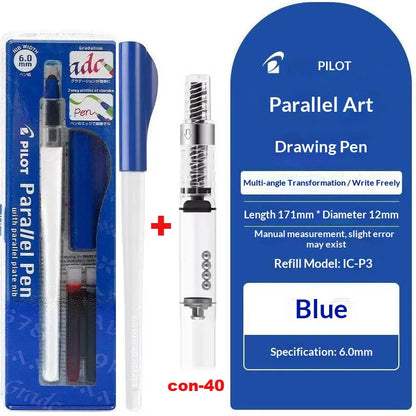 Original PILOT FP3-15-SS Parallel Pen Multi Sizes Flat Tip Calligraphy Fountain Pen Practice Gothic Italic Hand Lettering Suppli