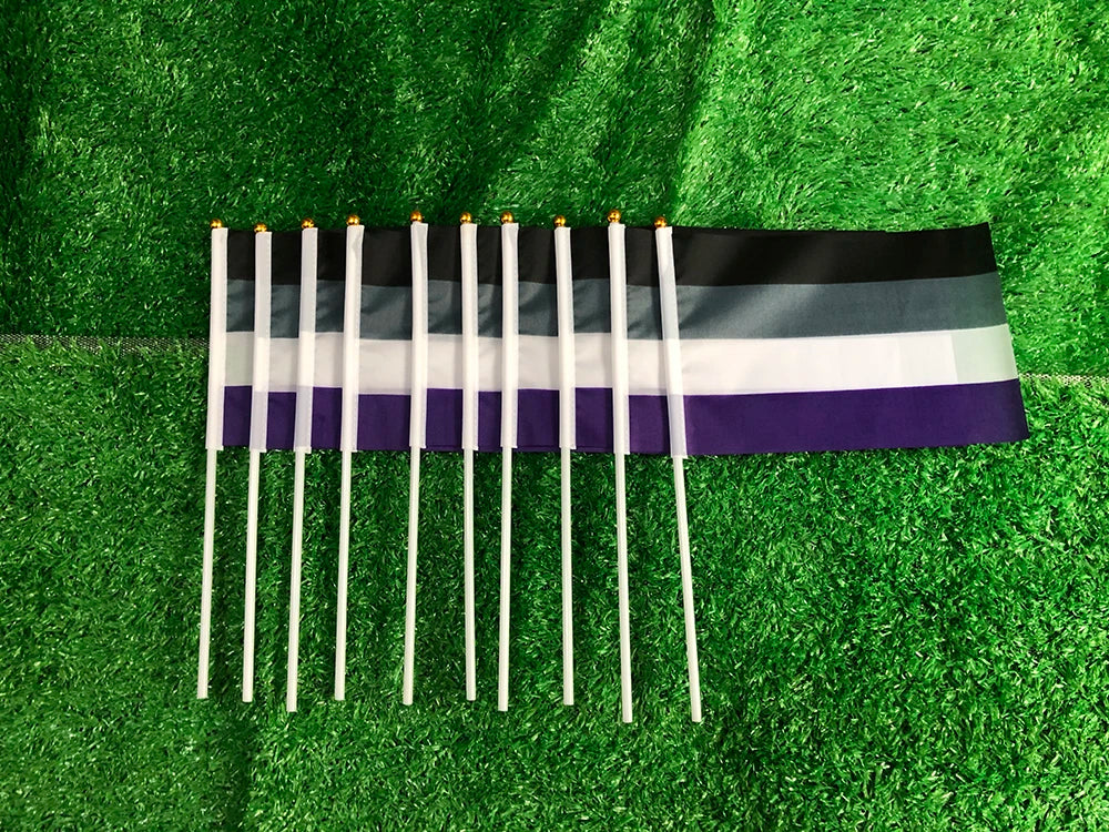 LGBTQIA Hand Flag 14X21cm 10/20/50pcs LGBTQIA Ace Community Nonsexuality Asexuality Asexual Pride Hand Flag