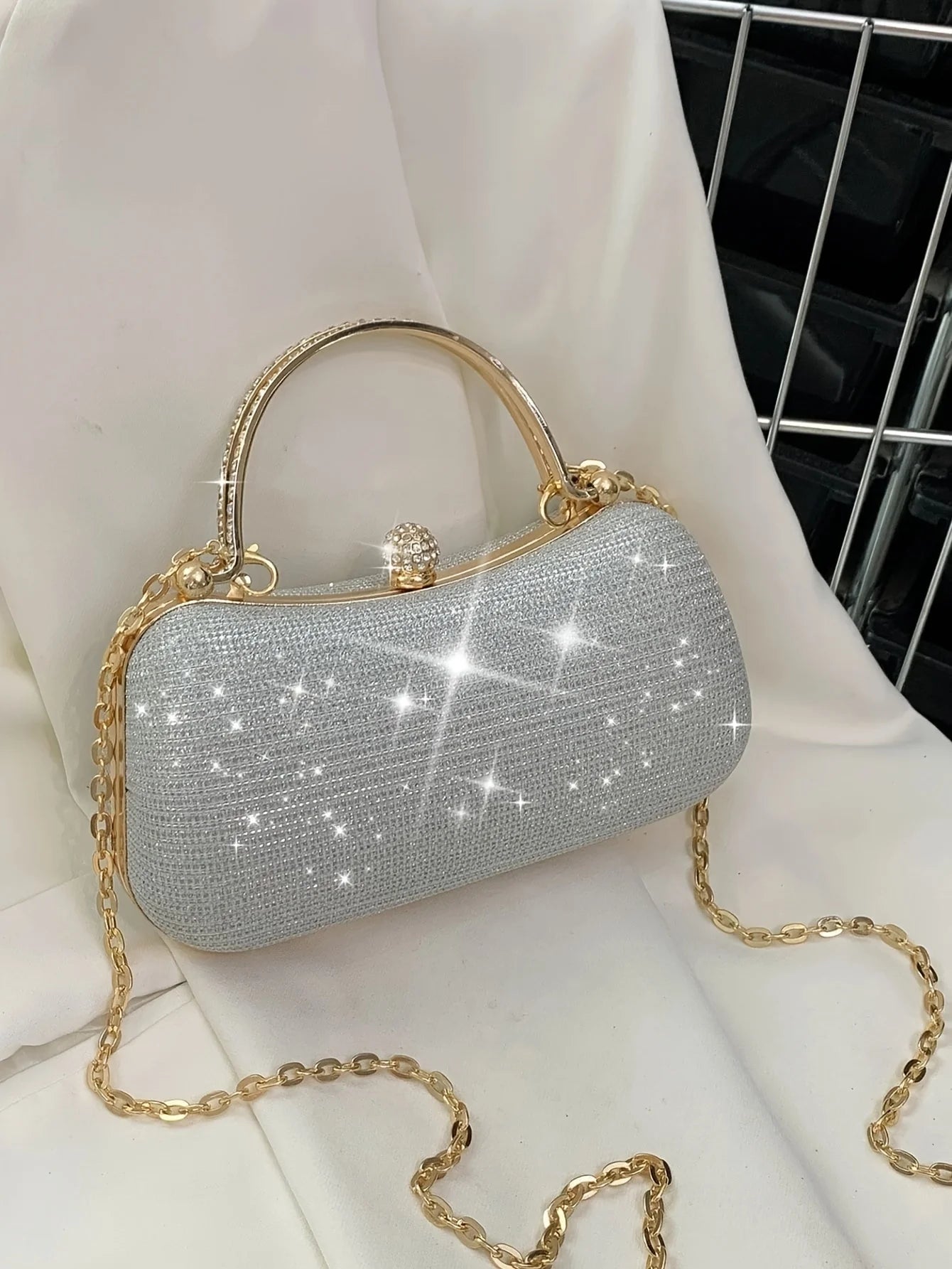 Shiny Mini Evening Bag Rhinestone Decor Chain Purse Luxury Glitter Banquet Handbag Perfect for Party Wedding Prom Dinner Banquet