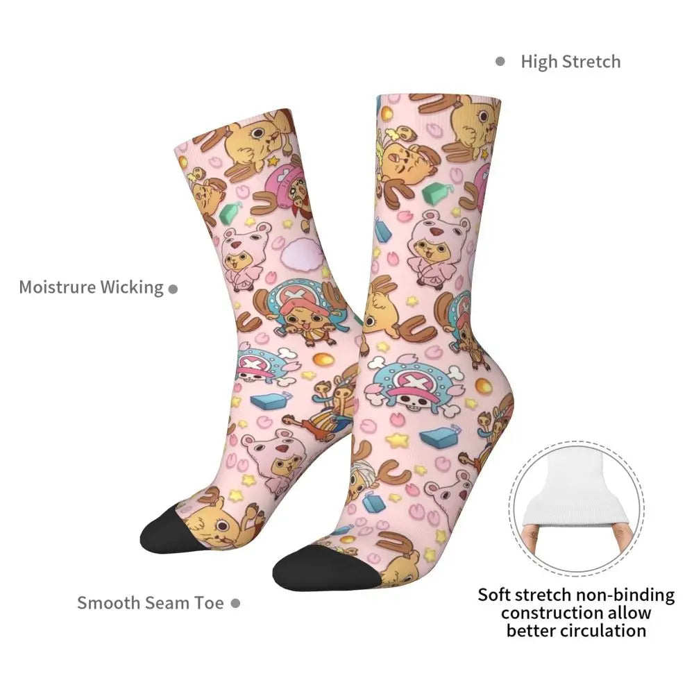 Fashion Men's Socks Harajuku Tony Tony Choppers Sock Luffys Zoros Trafalgar Law Anime Women's Socks Spring Summer Autumn Winter