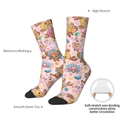 Fashion Men's Socks Harajuku Tony Tony Choppers Sock Luffys Zoros Trafalgar Law Anime Women's Socks Spring Summer Autumn Winter