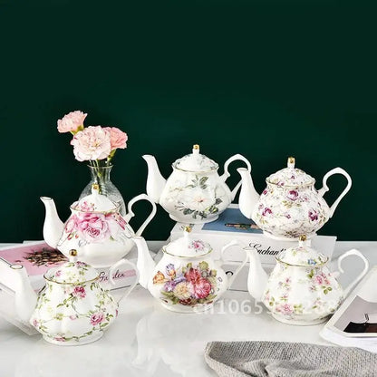 400ML European Bone Coffee Teapot English Afternoon Tea Set Kettle Pot Resistant High-Grade Porcelain Heat China Teapot Pot