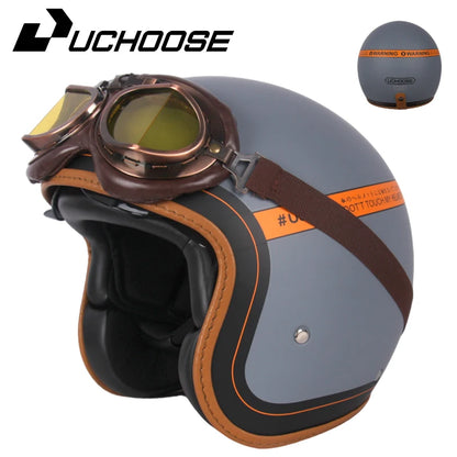 DOT Open Face Casco Moto Motorcycle Accessories Men Moto Helmets Certificated Retro Motorcycle Helmet Cafe Racer