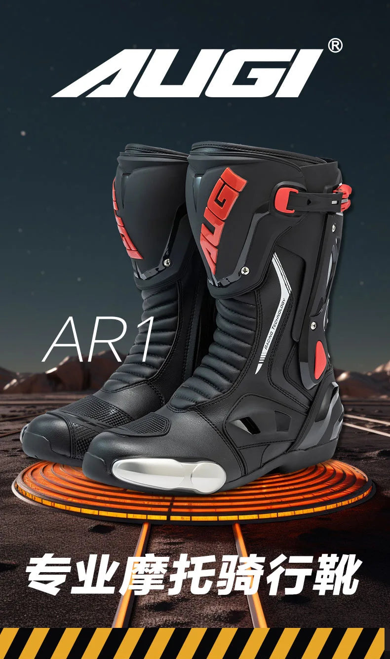 Green Motorcycle Boots Waterproof Motorcycle Boots Impact Resistant Botas De Seguridad Hombre Non-slip Botas De Moto Lightweight