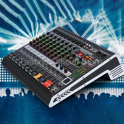 4/6/8/12 Channel Audio Mixer 5.0 Bluetooth 48V Phantom Power DSP Mixing Console 7 Band EQ Sound Box XLR/USB/TRS For Karaoke DJ