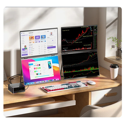 Sibolan 16 inch 2.5K Dual Screen Portable Monitor 60Hz 100% sRGB HDMI USB-C Plug Metal Body Laptop Display Extender For Wins Mac