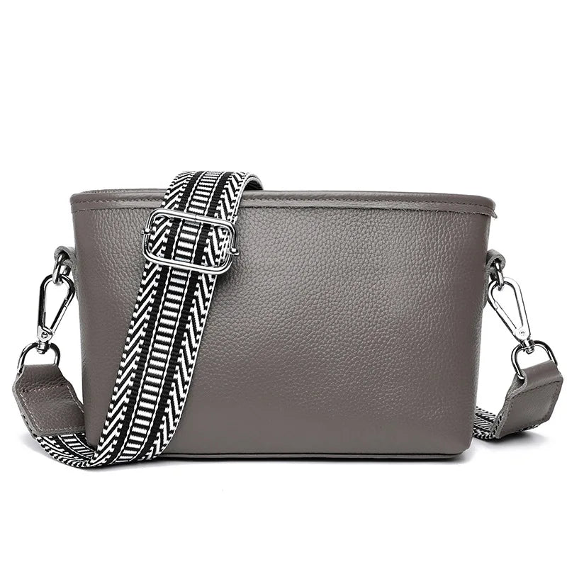 100% Genuine Leather Shoulder Bag for Women Solid Purse Luxury Cowhide Crossbody Bags Female Fashion Handbag Hobos Tote Bag