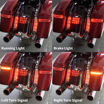 2xMotorcycle LED SaddleBag Turn Lamp Light Run Brake Light For Harley Touring Street Glide Road King FLHR Limited CVO 2014-2022