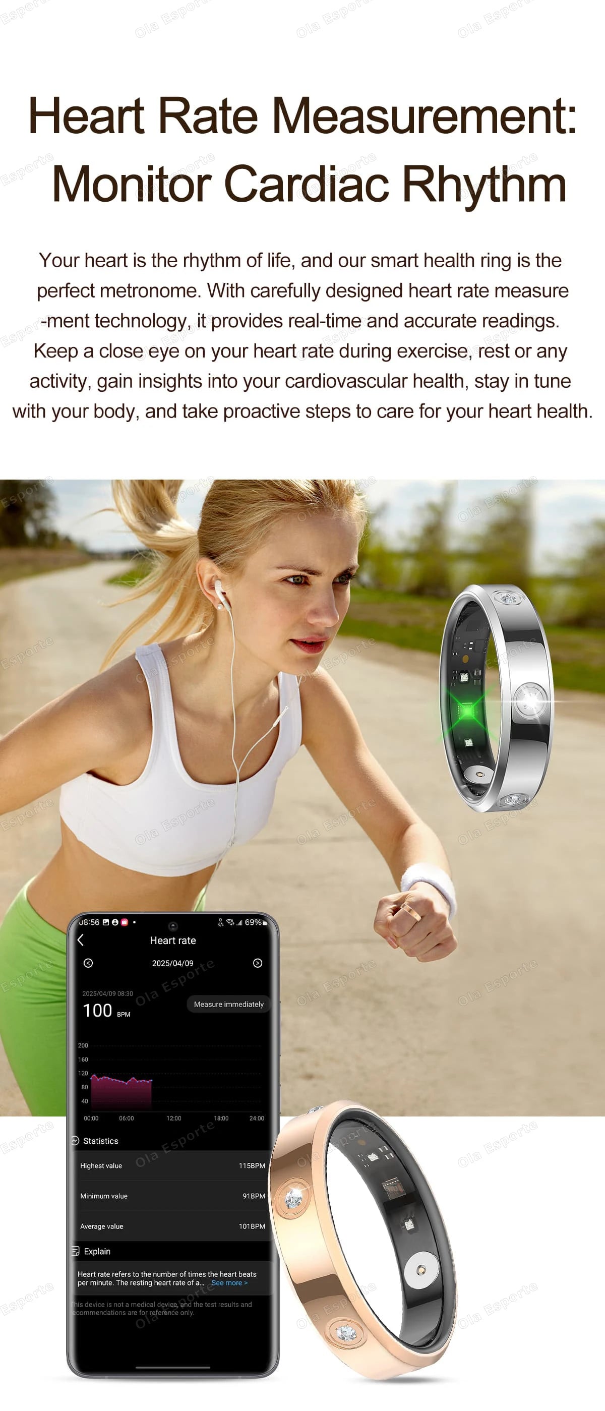 2026 Smart Ring Women Men Super narrow 6.3mm Heart Rate Health Stress measurement Monitor IP68 Waterproof Fashion Sports Rings
