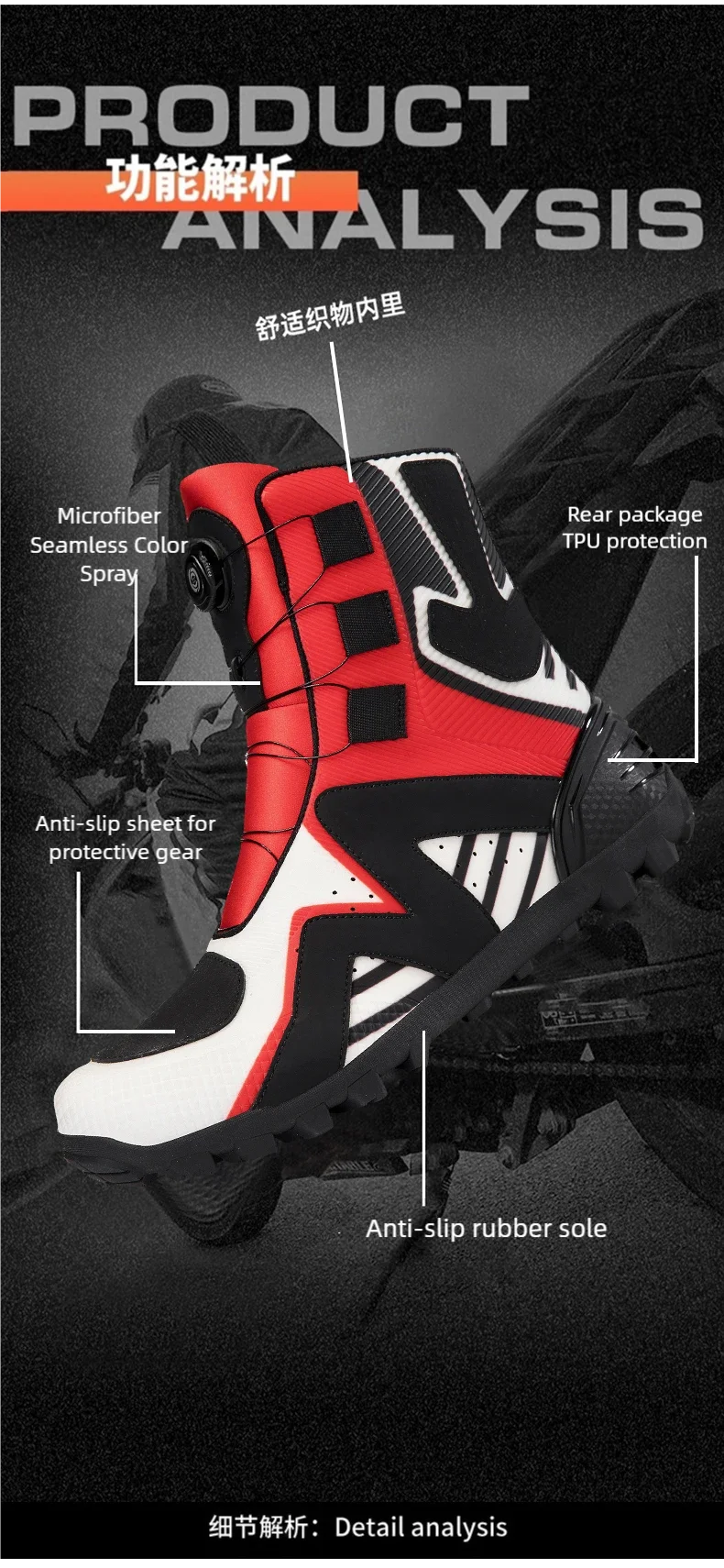 Motorcycle protective riding boots men four season fashion high top anti slip wear-resistant comfortable off-road cycling boots