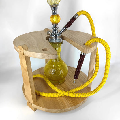Shisha Stand Portable Wooden Hookah Table Holder Station With Wheels Rolling for Vase protection Hose Clamp Nargile Accessories
