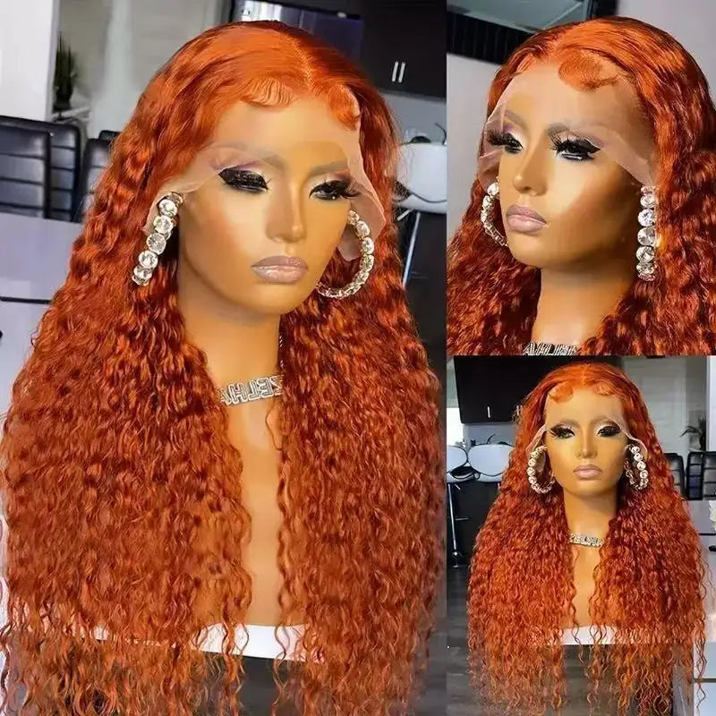 Multi-Color Long Curly 13x4 Lace Front High-Temperature Fiber Wig for Women Synthetic Hair Wig for African American Daily Party
