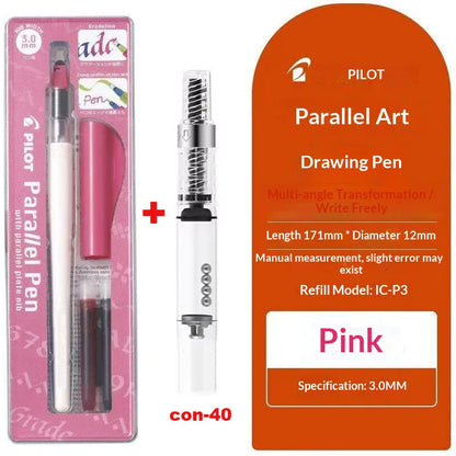 Original PILOT FP3-15-SS Parallel Pen Multi Sizes Flat Tip Calligraphy Fountain Pen Practice Gothic Italic Hand Lettering Suppli