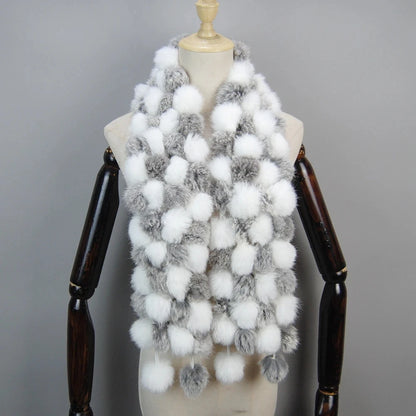Women Winter Warm Real Rabbit Fur Scarf Hot Sale Natural Rabbit Fur Muffler 2025 Lady 100% Genuine Fur Scarves Wholesale Retail