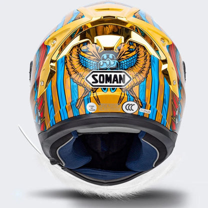 SOMAN ECE Motorcycle Helmet Adjustable Double Lenses Full Face Helmet Motocross Head Protection Anti-Fall Biker Motorbike Helmet