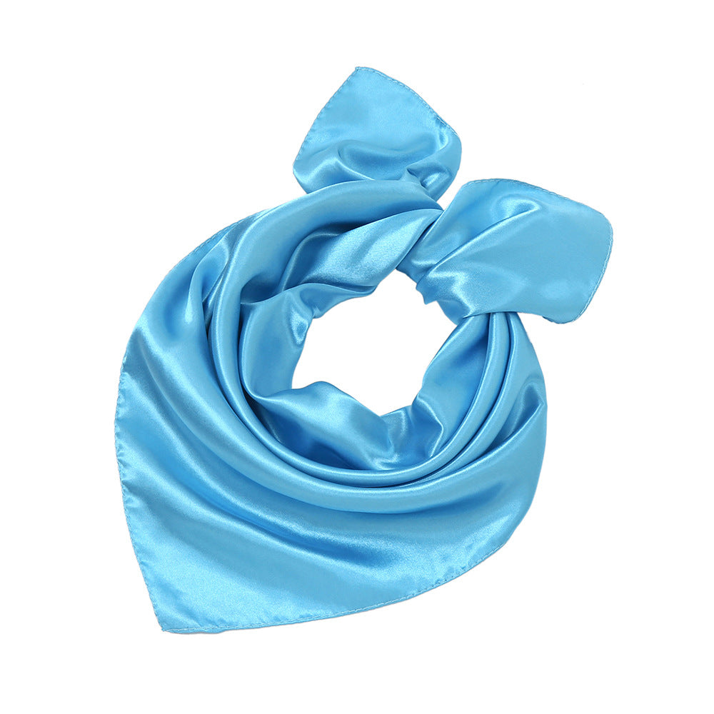 60x60cm Solid Colors Neckerchief Scarf For Women Silk Satin Headband Hair Scarves Female Square Shawls Head Scarfs