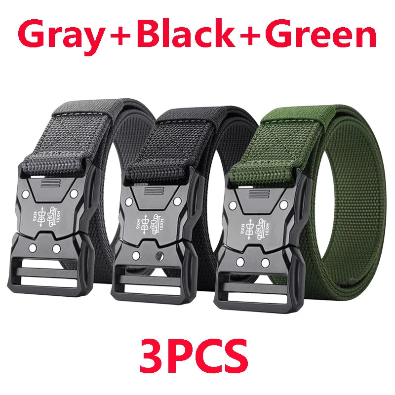 Genuine Tactical Belt Black Quick Release Outdoor Men's Belt Buckle Quick Release Elastic Belt Sport Nylon Braided Belts for Men
