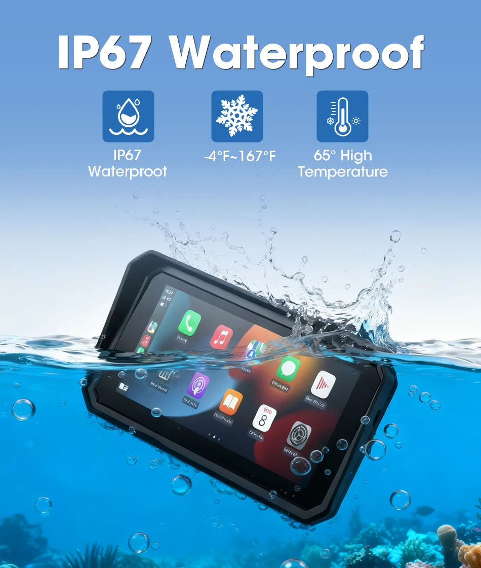 6.25 Inch Portable Quick Disassembly Motorcycle Carplay Android Auto GPS for Moto Navigation IP67 Waterproof IPS Display TPMS