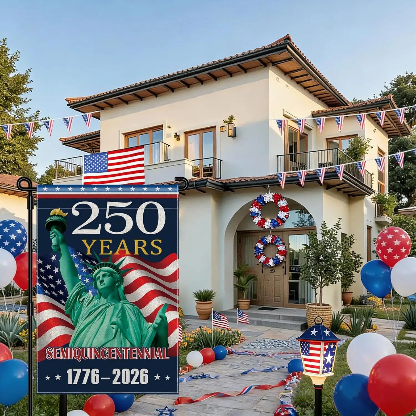 250th Anniversary USA Garden Flag, American 250th Patriotic Double Sided Outdoor Banner, 1776-2026 Semiquincentennial Americ YYQ
