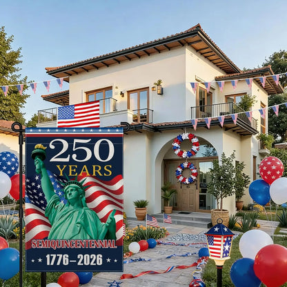 250th Anniversary USA Garden Flag, American 250th Patriotic Double Sided Outdoor Banner, 1776-2026 Semiquincentennial Americ YYQ