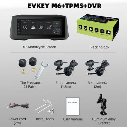 EKIY 7 inch Wireless CarPlay Moto Android Auto Portable Digital Motorcycle Dashboard GPS Navigation Display Screen Monitor TPMS