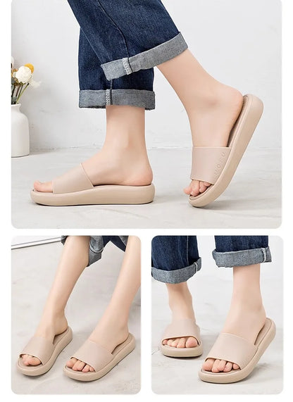 LUOFU Ladies Slippers Anti-Slip Soft Sole Fashionable Thick Bottom Women's Slip-On Shoes Comfortable Home Footwear