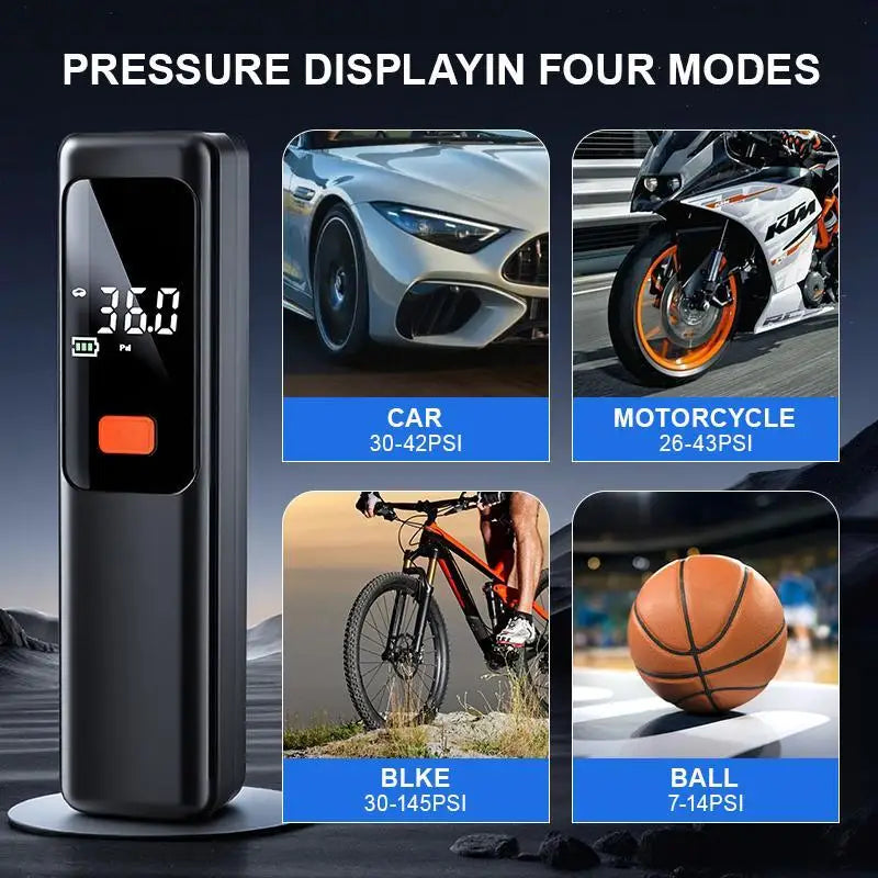 Wireless Portable 150PSI Tire Inflator Electric Air Pump Rechargeable Digital Pressure Gauge Auto Shutoff LED Light for Car Bike