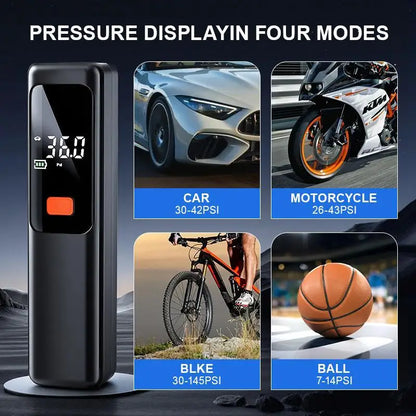 Wireless Portable 150PSI Tire Inflator Electric Air Pump Rechargeable Digital Pressure Gauge Auto Shutoff LED Light for Car Bike