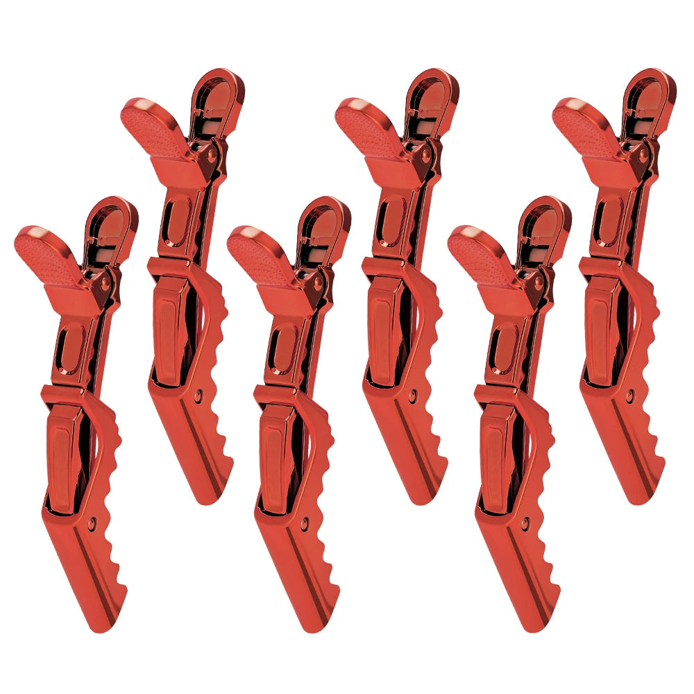 6pcs Crocodile Clip Plating Professional Hairdressing Perm Positioning Non-slip Clip Durable Portable Barber Shop Styling Tools