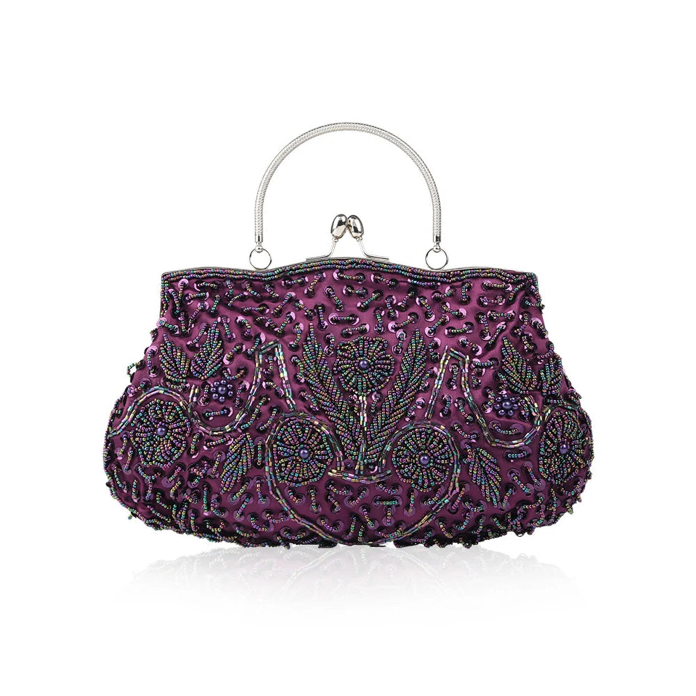 Fashion Retro Women Evening Bags Beaded Ladies Clutch Purse Shoulder Chain Wedding Party Women's Handbag Purses and Handbags