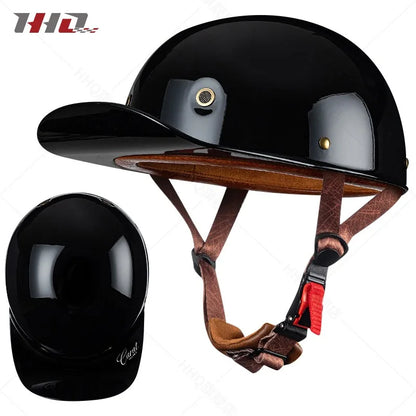 Retro Bucket Half Helmet for Men & Women - Motorcycle & Electric Bike Safety Helmet