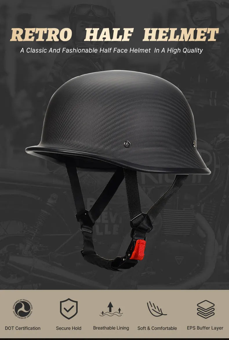 Newest Trend Motocycle Helmets Carbon Fiber Half Face Helmet Ultra Lightweight Carbon Shell Safety Cap DOT Approved 1/2 Helmet