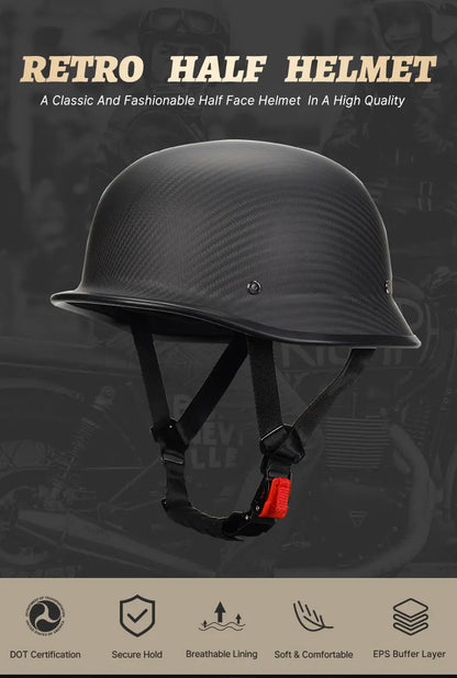 Newest Trend Motocycle Helmets Carbon Fiber Half Face Helmet Ultra Lightweight Carbon Shell Safety Cap DOT Approved 1/2 Helmet