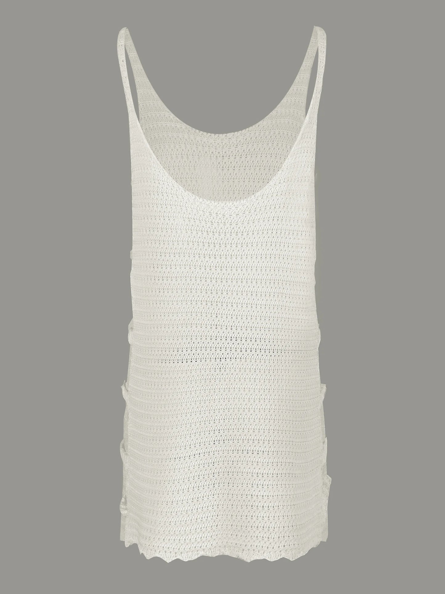 Sexy U Neck Sleeveless Knit Horizontal Stripes Side Cut Out Beach Vacation Dress 2025 Summer Beachwear Women's Mini Dresses K90