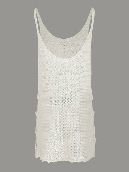 Sexy U Neck Sleeveless Knit Horizontal Stripes Side Cut Out Beach Vacation Dress 2025 Summer Beachwear Women's Mini Dresses K90
