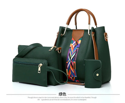 Fashionable Women's Shoulder Bag Hot Sale Of The Season New Style Mother-Child Multi-piece Set Colorful Ribbon Ladies Handbag Si